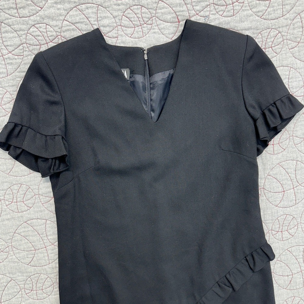 Fiandaca Dress Black Ruffle V-Neck Asymmetrical / Women's Small